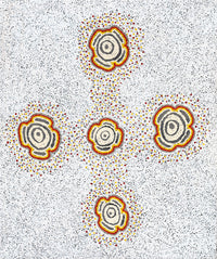 Aboriginal Artwork by Kara Napangardi Ross, Pamapardu Jukurrpa (Flying Ant Dreaming) - Warntungurru, 91x76cm