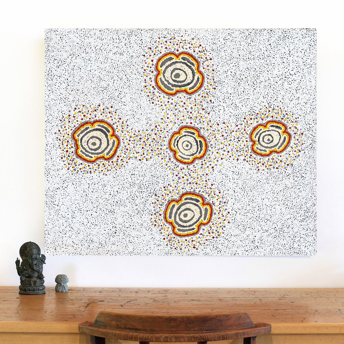 Aboriginal Art by Kara Napangardi Ross, Pamapardu Jukurrpa (Flying Ant Dreaming) - Warntungurru, 91x76cm - ART ARK®