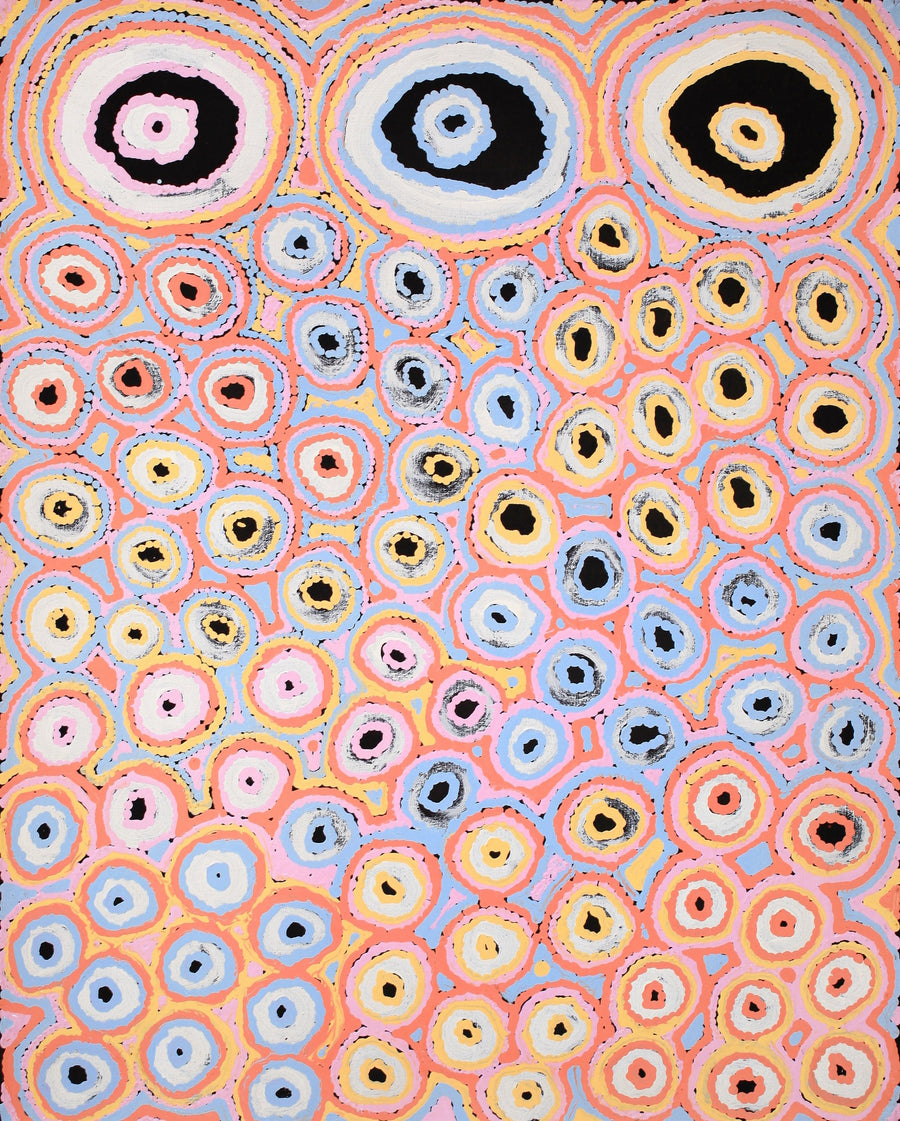 Aboriginal Artwork by Kelly Napangardi Michaels, Mina Mina Dreaming - Ngalyipi, 122x30cm