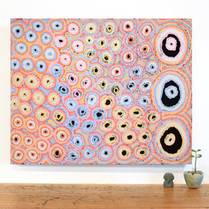 Aboriginal Artwork by Kelly Napangardi Michaels, Mina Mina Dreaming - Ngalyipi, 122x30cm - ART ARK®
