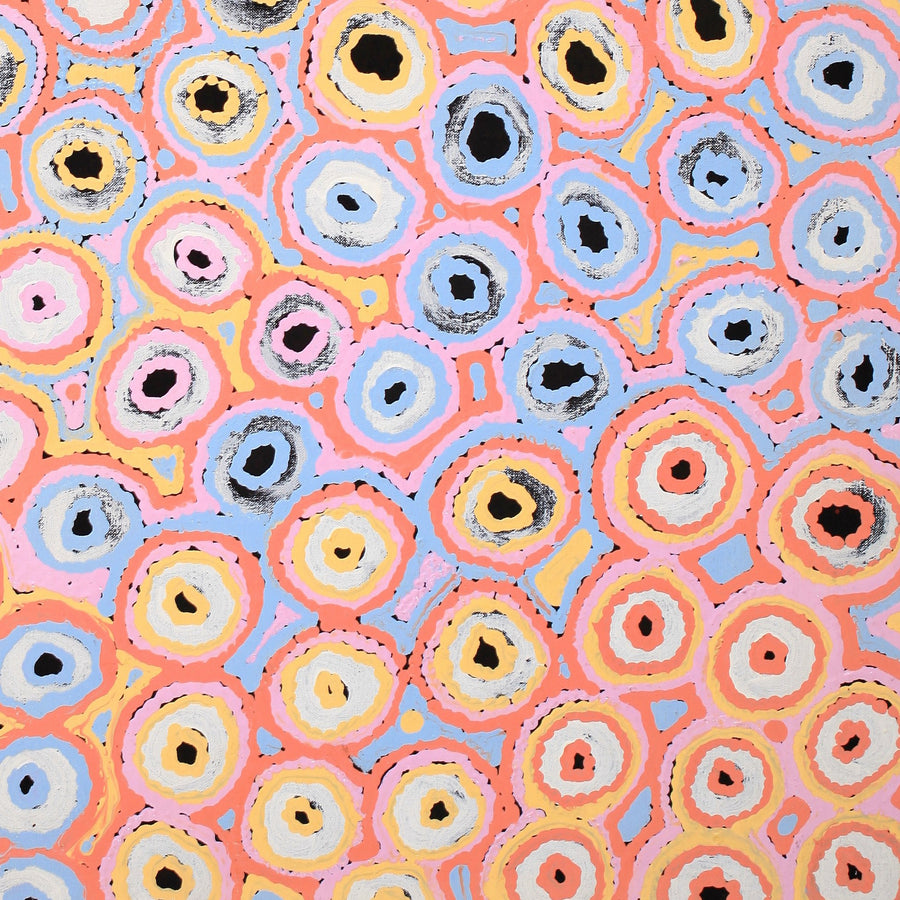Aboriginal Artwork by Kelly Napangardi Michaels, Mina Mina Dreaming - Ngalyipi, 122x30cm