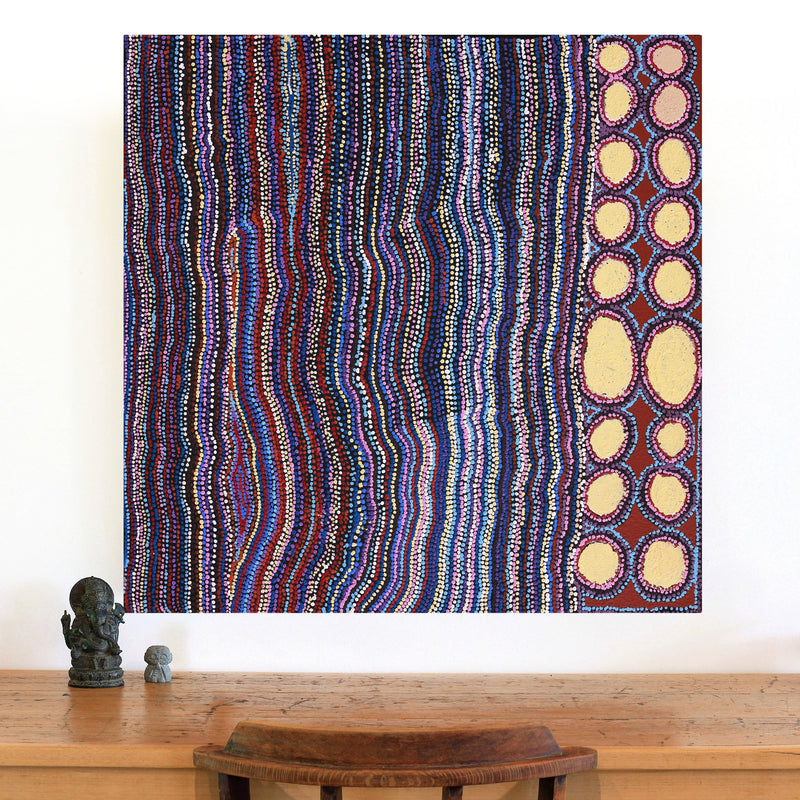 Aboriginal Artwork by Kieran Japangardi Michaels, Lappi Lappi Jukurrpa, 91x91cm