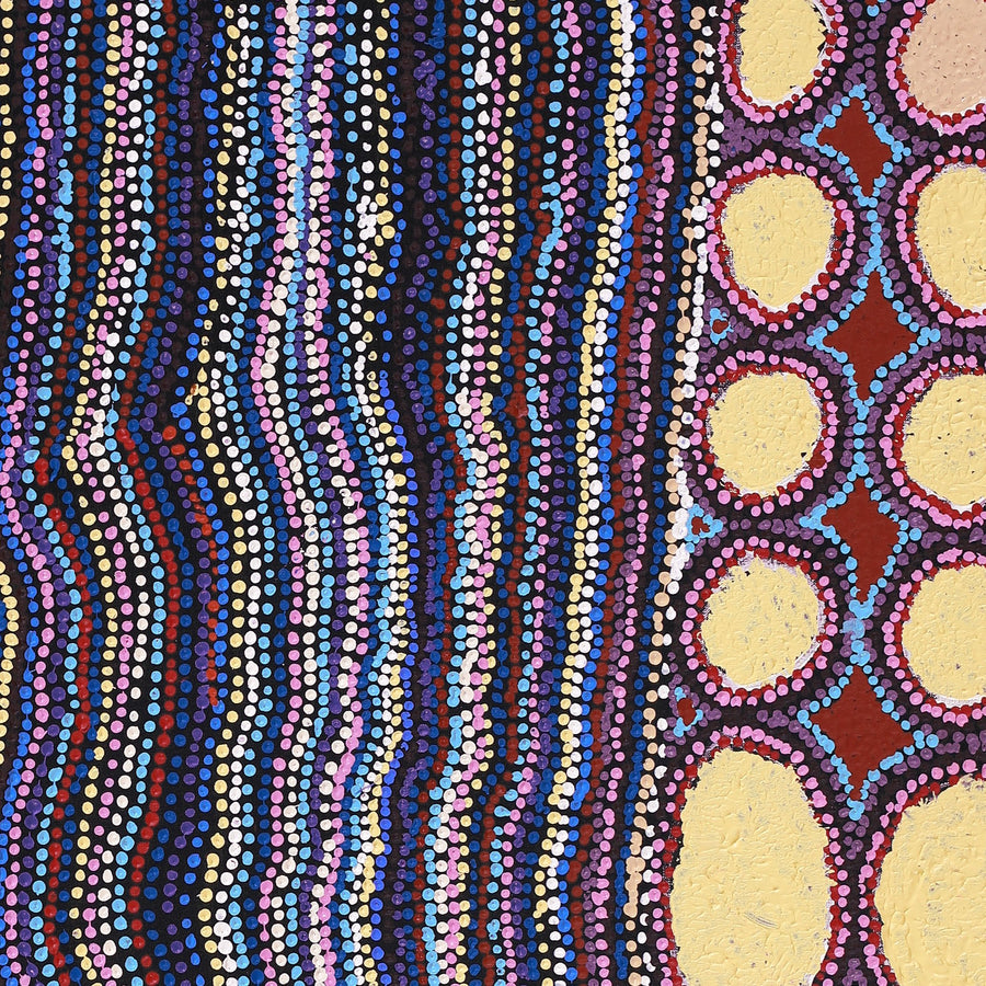 Aboriginal Artwork by Kieran Japangardi Michaels, Lappi Lappi Jukurrpa, 91x91cm