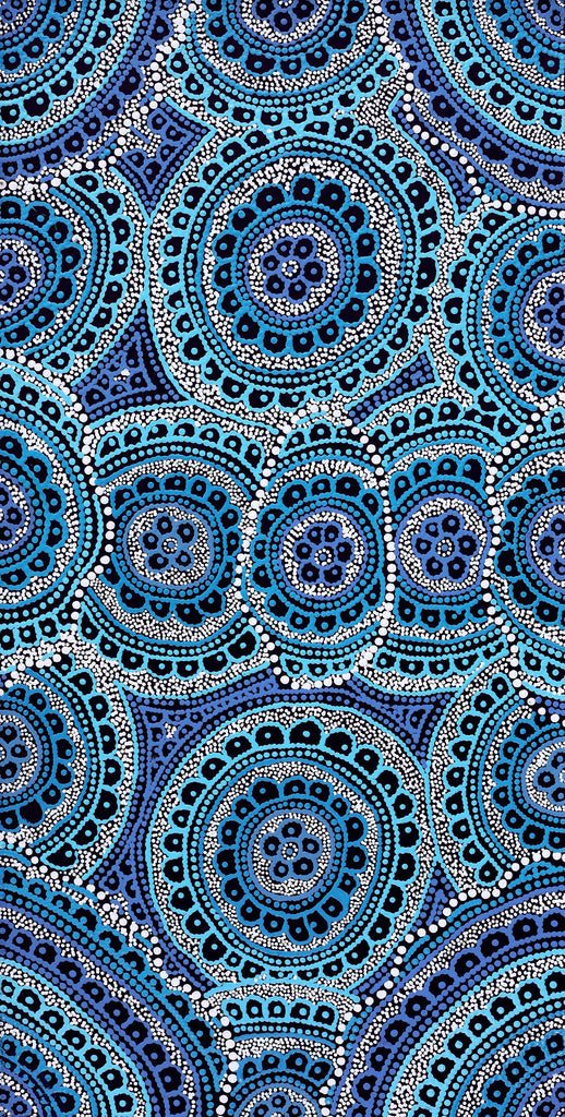 Aboriginal Artwork by Kirsty-Anne Napanangka Martin, Ngalyipi Jukurrpa (Snakevine Dreaming) - Mina Mina, 91x46cm