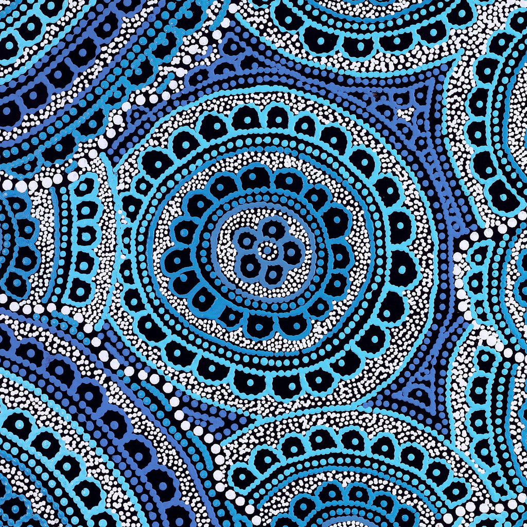 Aboriginal Artwork by Kirsty-Anne Napanangka Martin, Ngalyipi Jukurrpa (Snakevine Dreaming) - Mina Mina, 91x46cm