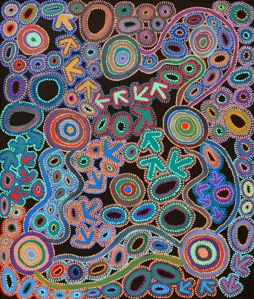 Aboriginal Art by Lee Nangala Gallagher, Yankirri Jukurrpa (Emu Dreaming) - Ngarlikurlangu, 107x91cm - ART ARK®