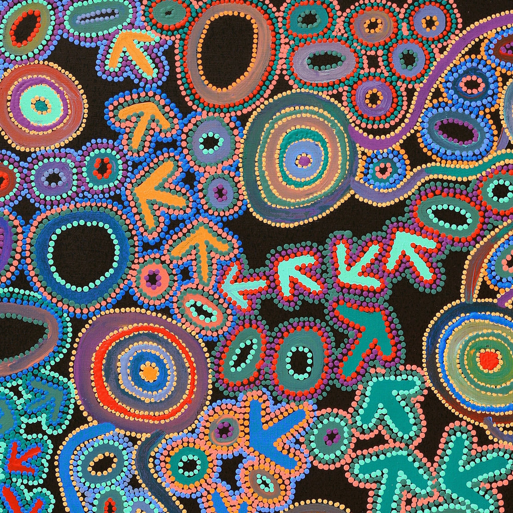 Aboriginal Artwork by Lee Nangala Gallagher, Yankirri Jukurrpa (Emu Dreaming) - Ngarlikurlangu, 107x91cm