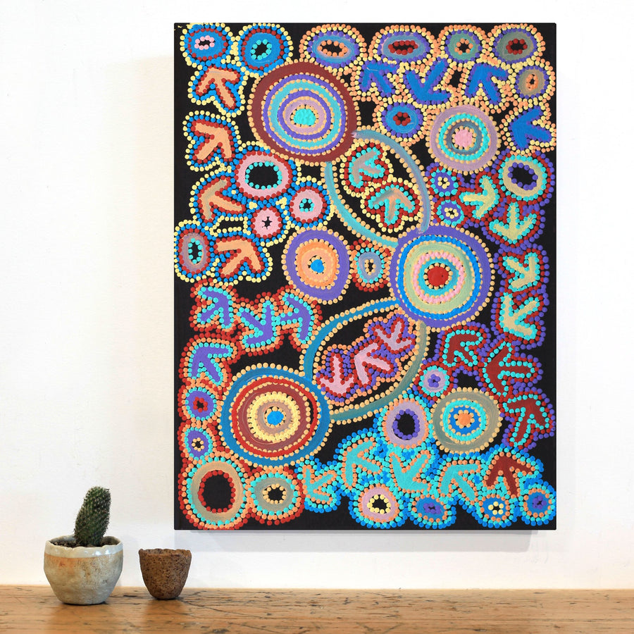 Aboriginal Artwork by Lee Nangala Gallagher, Yankirri Jukurrpa (Emu Dreaming) - Ngarlikurlangu, 61x46cm