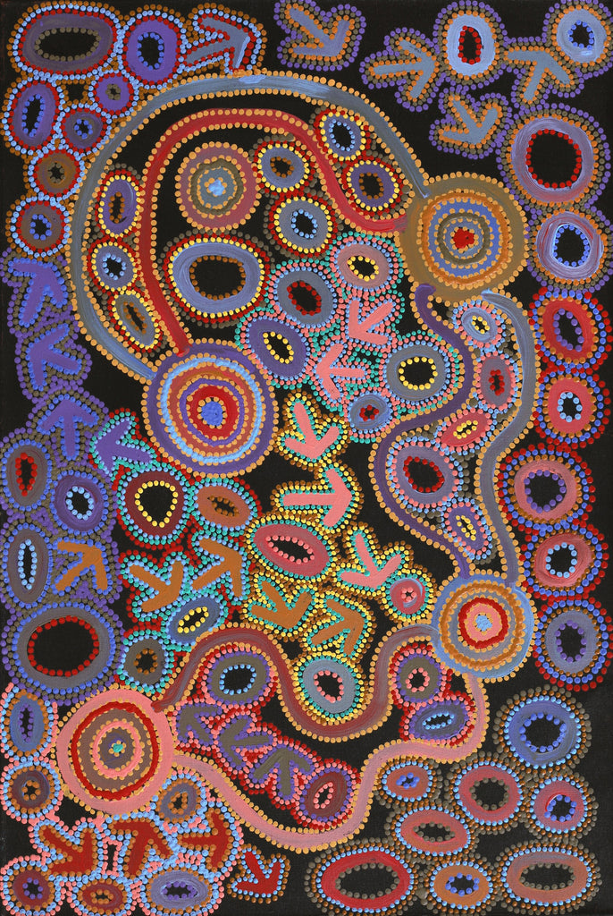 Aboriginal Artwork by Lee Nangala Gallagher, Yankirri Jukurrpa (Emu Dreaming) - Ngarlikurlangu, 91x61cm