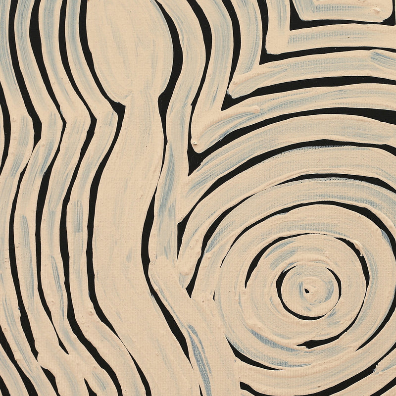 Aboriginal Artwork by Leston Japaljarri Spencer, Warna Jukurrpa (Snake Dreaming), 30x30cm