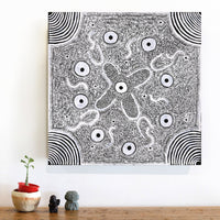 Aboriginal Artwork by Lindy Nangala Briscoe, Karnta Jukurrpa (Womens Dreaming), 46x46cm