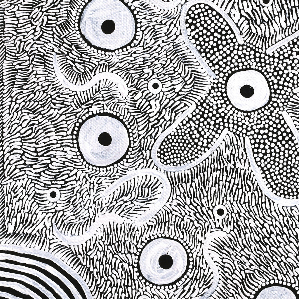 Aboriginal Artwork by Lindy Nangala Briscoe, Karnta Jukurrpa (Womens Dreaming), 46x46cm