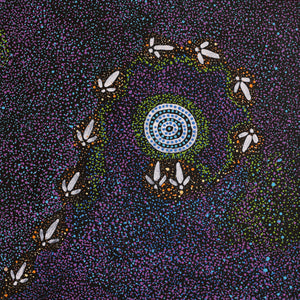 Aboriginal Artwork by Lloyd Jampijinpa Brown, Yankirri Jukurrpa (Emu Dreaming) - Ngarlikurlangu, 61x61cm - ART ARK®