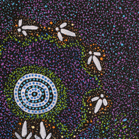 Aboriginal Artwork by Lloyd Jampijinpa Brown, Yankirri Jukurrpa (Emu Dreaming) - Ngarlikurlangu, 61x61cm