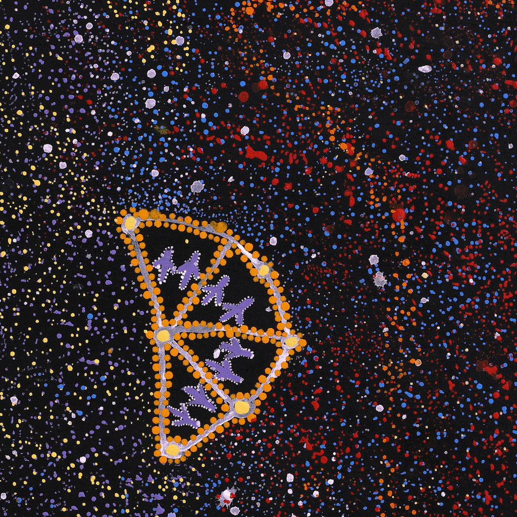 Aboriginal Artwork by Lloyd Jampijinpa Brown, Yankirri Jukurrpa (Emu Dreaming) - Ngarlikurlangu, 61x61cm