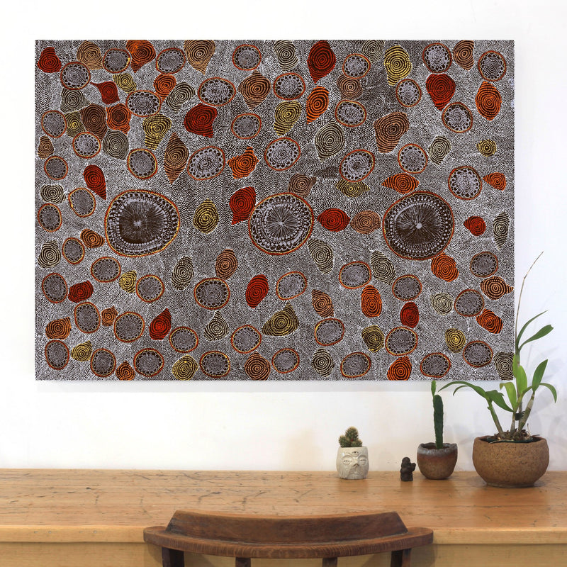 Aboriginal Artwork by Lola Nampijinpa Brown, Ngapa Jukurrpa - Mikanji, 107x76cm