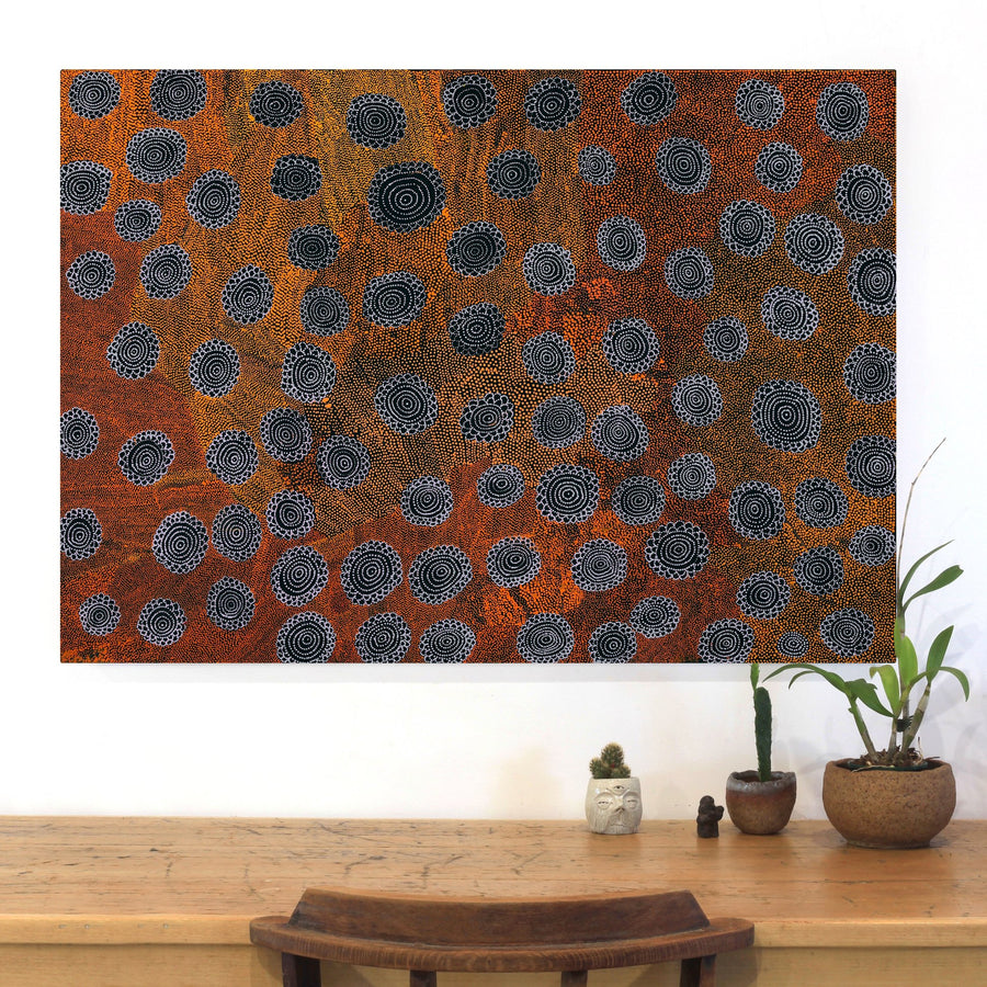 Aboriginal Artwork by Lola Nampijinpa Brown, Ngapa Jukurrpa - Mikanji, 107x76cm