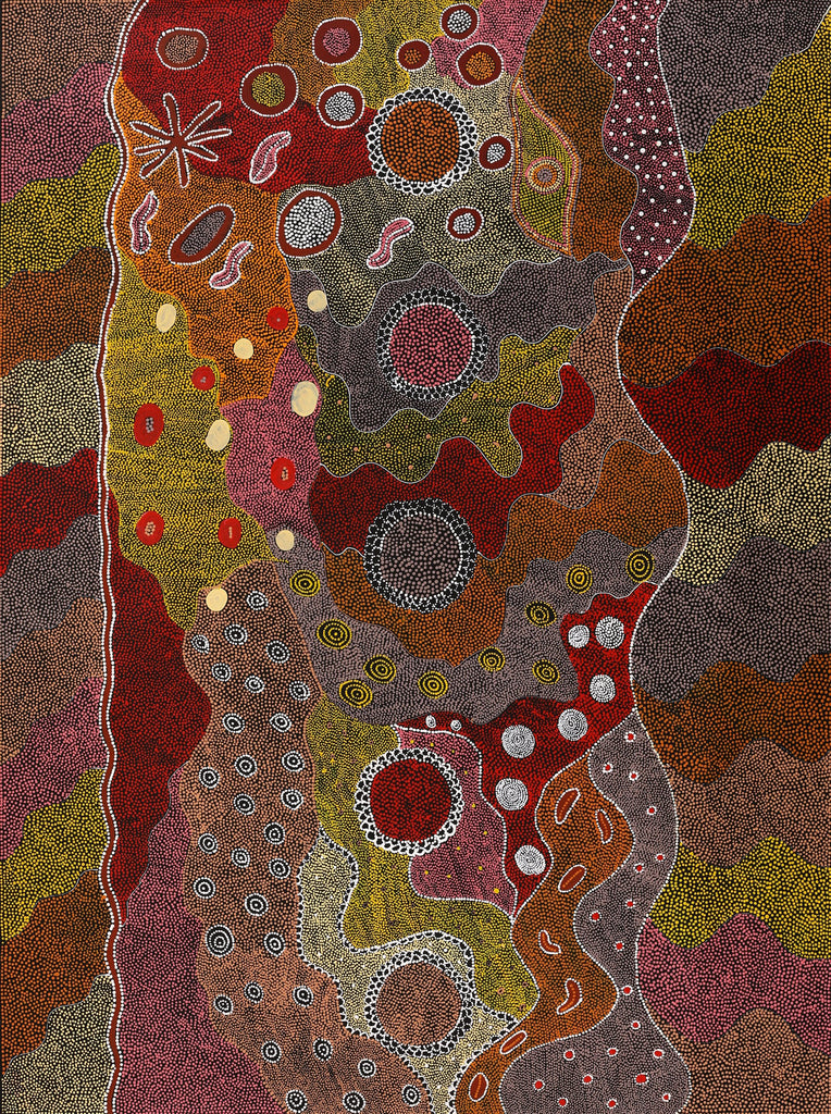 Aboriginal Artwork by Lola Nampijinpa Brown, Ngapa Jukurrpa - Mikanji, 122x91cm