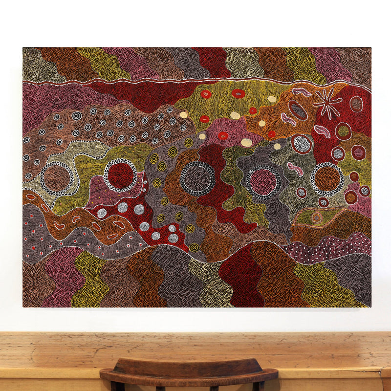 Aboriginal Artwork by Lola Nampijinpa Brown, Ngapa Jukurrpa - Mikanji, 122x91cm