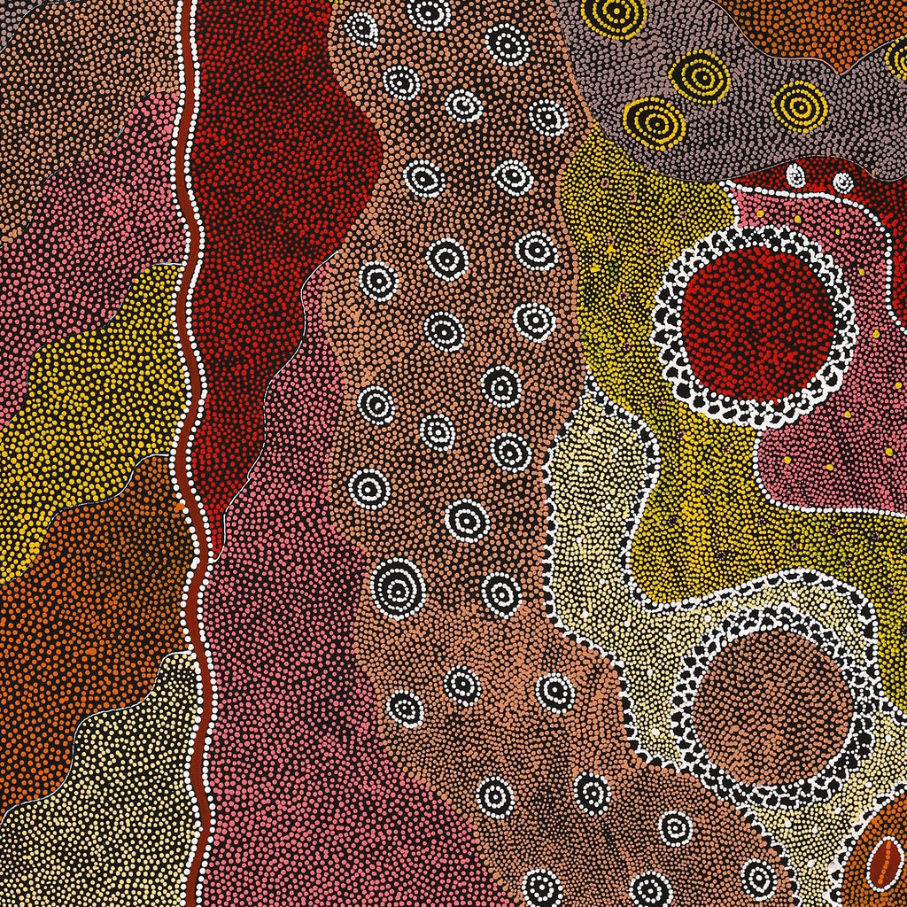 Aboriginal Artwork by Lola Nampijinpa Brown, Ngapa Jukurrpa - Mikanji, 122x91cm