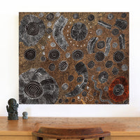 Aboriginal Artwork by Lola Nampijinpa Brown, Ngapa Jukurrpa - Mikanji, 91x76cm
