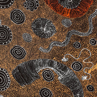 Aboriginal Artwork by Lola Nampijinpa Brown, Ngapa Jukurrpa - Mikanji, 91x76cm