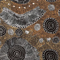 Aboriginal Artwork by Lola Nampijinpa Brown, Ngapa Jukurrpa - Mikanji, 91x76cm
