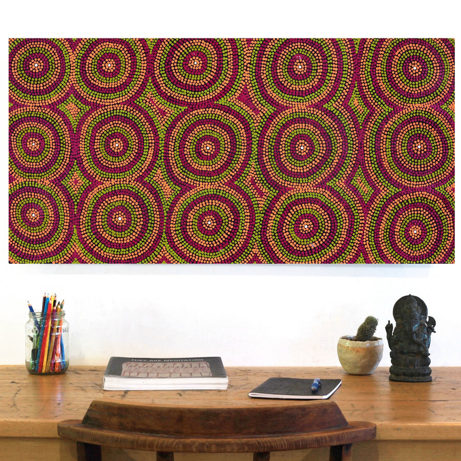 Aboriginal Artwork by Lorraine Napangardi Wheeler, Lukarrara Jukurrpa, 91x46cm