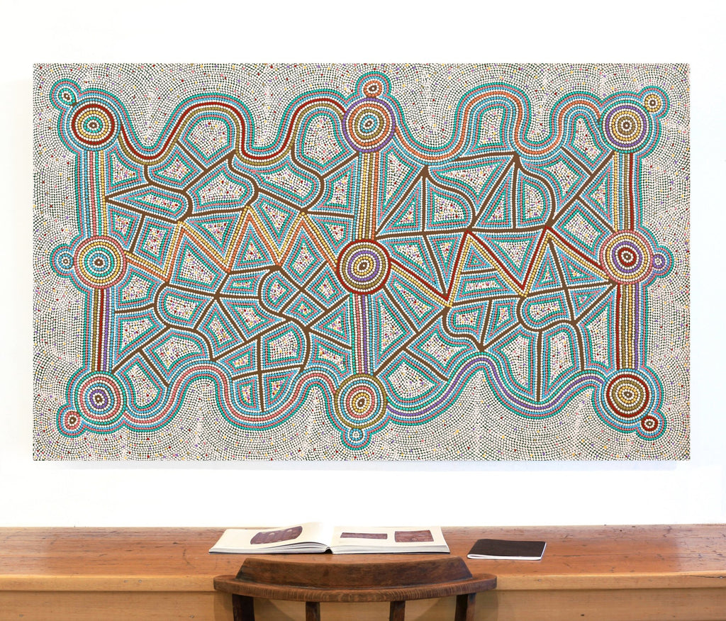 Aboriginal Artwork by Louise Nangala Egan, Ngapa Jukurrpa (Water Dreaming) - Puyurru, 152x91cm