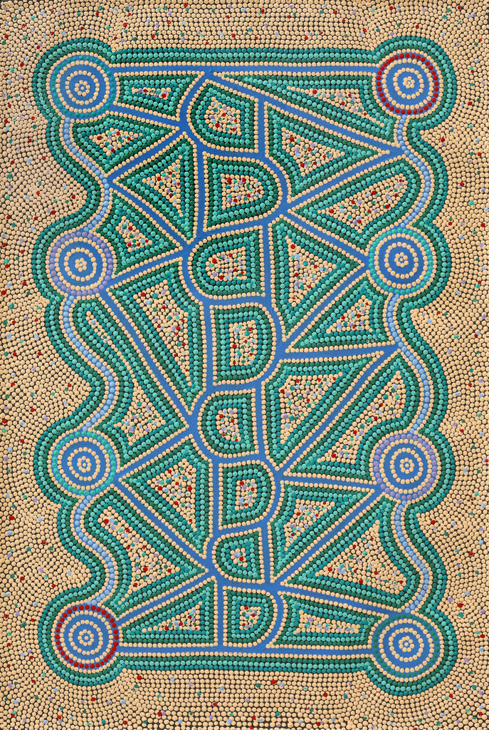 Aboriginal Artwork by Louise Nangala Egan, Ngapa Jukurrpa (Water Dreaming) - Puyurru, 91x61cm