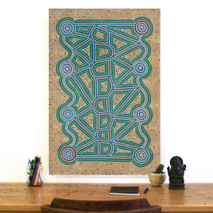 Aboriginal Artwork by Louise Nangala Egan, Ngapa Jukurrpa (Water Dreaming) - Puyurru, 91x61cm - ART ARK®