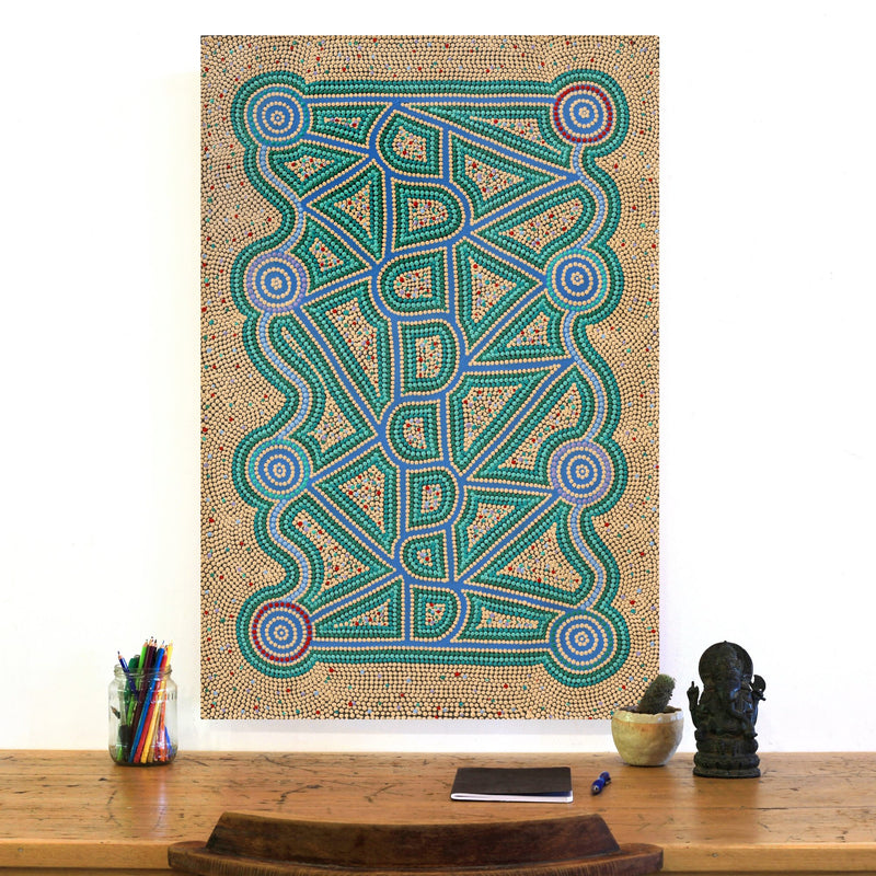 Aboriginal Artwork by Louise Nangala Egan, Ngapa Jukurrpa (Water Dreaming) - Puyurru, 91x61cm