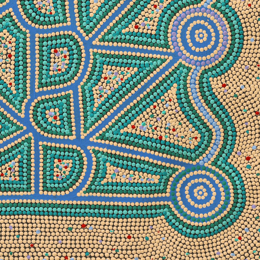 Aboriginal Artwork by Louise Nangala Egan, Ngapa Jukurrpa (Water Dreaming) - Puyurru, 91x61cm