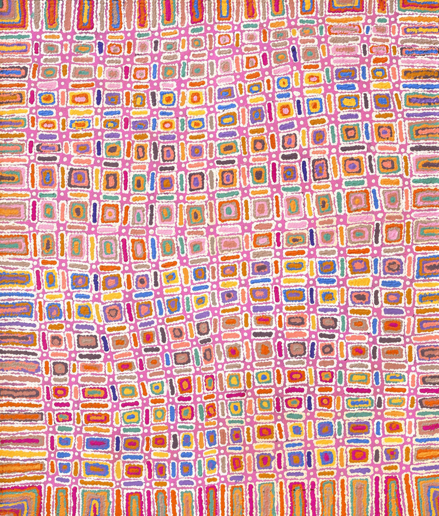 Aboriginal Artwork by Lynette Nangala Singleton, Ngapa Jukurrpa - Puyurru, 107x91cm
