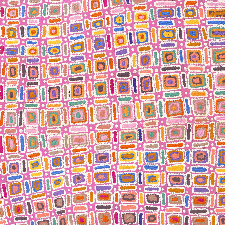 Aboriginal Artwork by Lynette Nangala Singleton, Ngapa Jukurrpa - Puyurru, 107x91cm