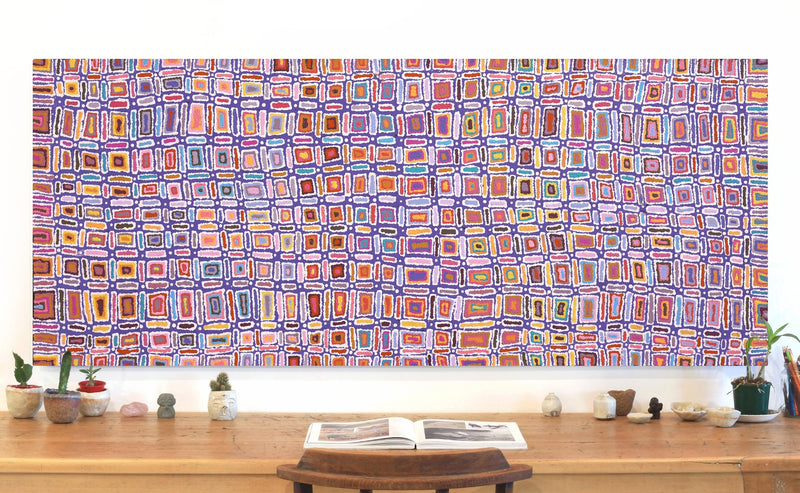 Aboriginal Artwork by Lynette Nangala Singleton, Ngapa Jukurrpa - Puyurru, 183x76cm
