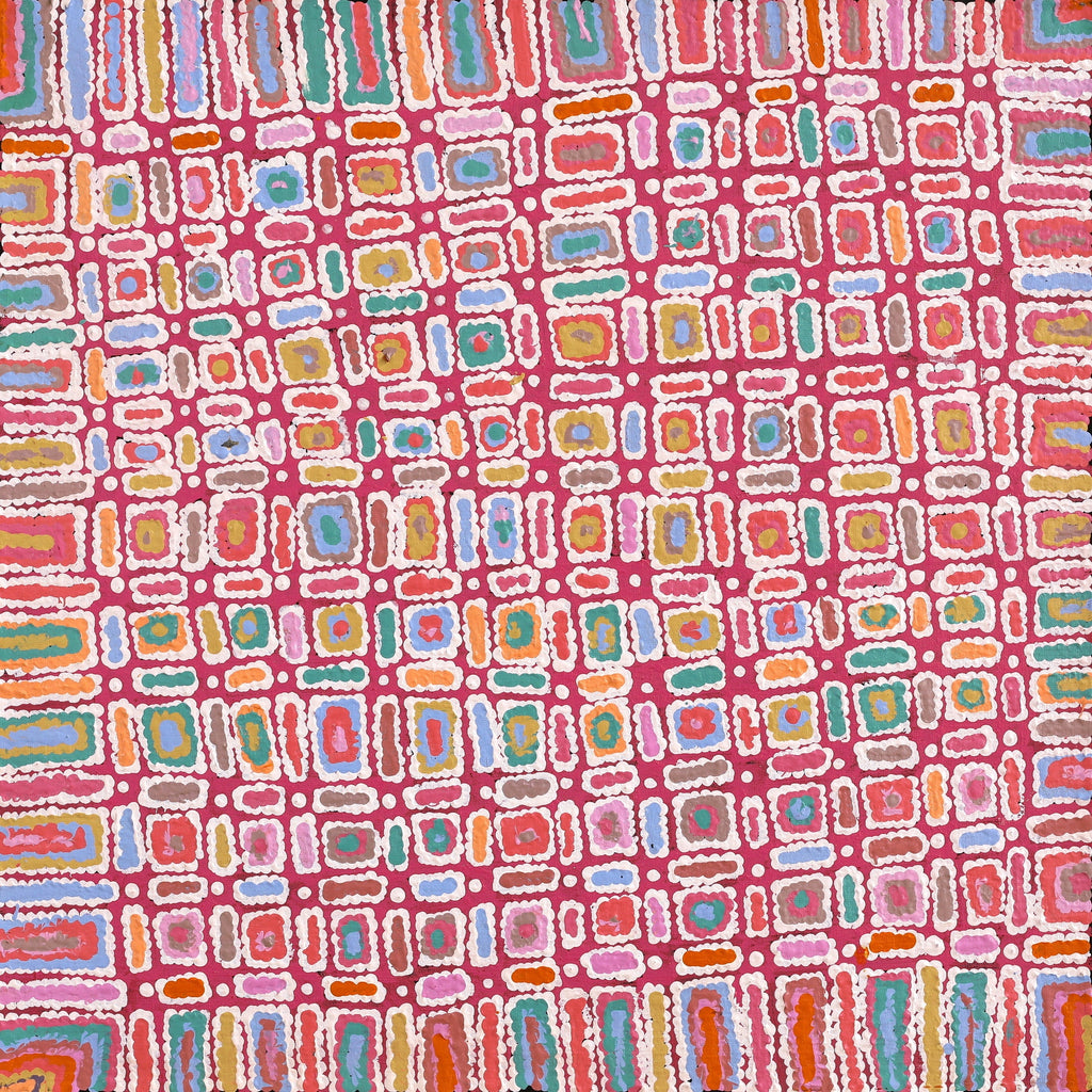 Aboriginal Artwork by Lynette Nangala Singleton, Ngapa Jukurrpa - Puyurru, 61x61cm