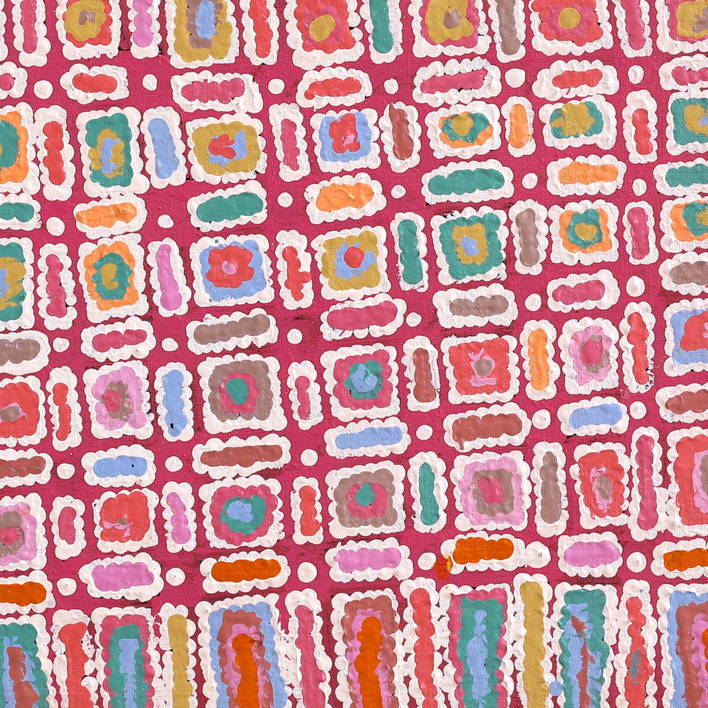 Aboriginal Artwork by Lynette Nangala Singleton, Ngapa Jukurrpa - Puyurru, 61x61cm