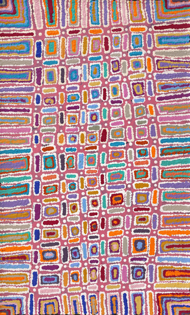 Aboriginal Artwork by Lynette Nangala Singleton, Ngapa Jukurrpa - Puyurru, 76x46cm