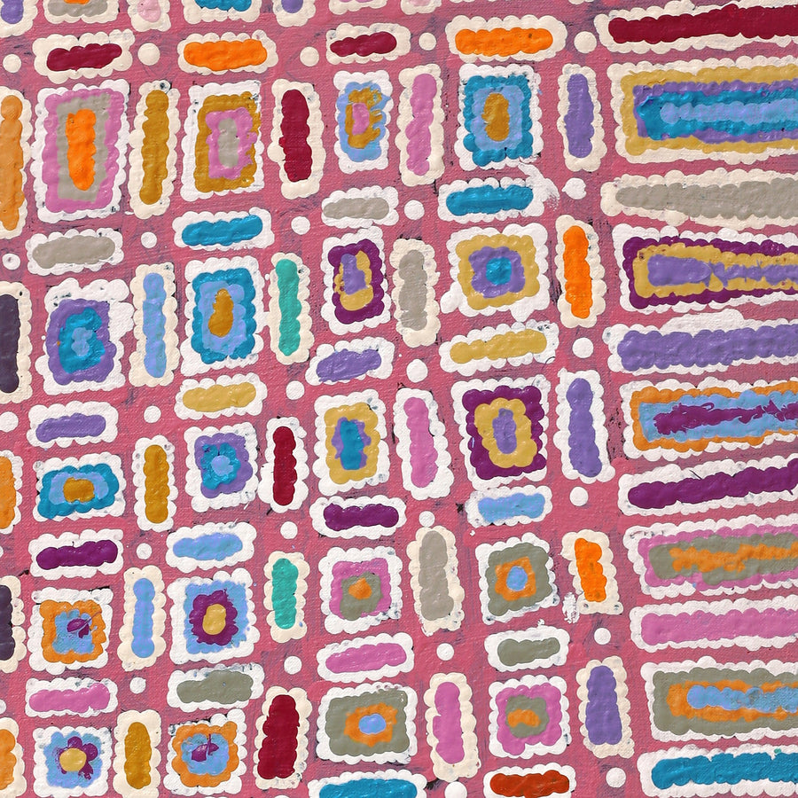 Aboriginal Artwork by Lynette Nangala Singleton, Ngapa Jukurrpa - Puyurru, 76x46cm