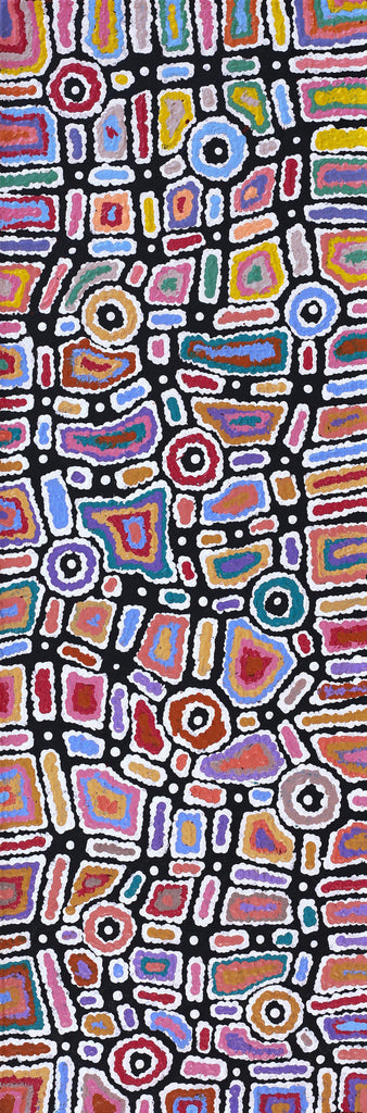 Aboriginal Artwork by Lynette Nangala Singleton, Ngapa Jukurrpa - Puyurru, 91x30cm
