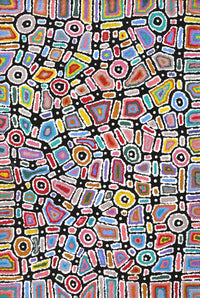 Aboriginal Artwork by Lynette Nangala Singleton, Ngapa Jukurrpa - Puyurru, 91x61cm