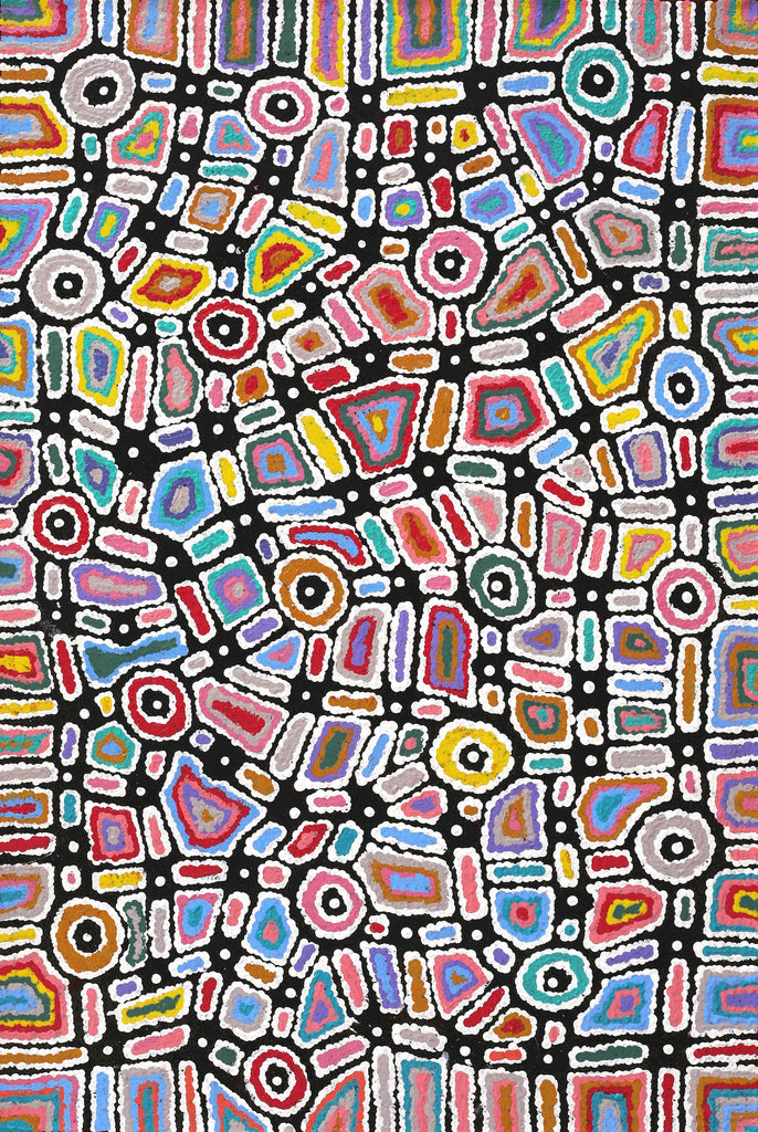 Aboriginal Artwork by Lynette Nangala Singleton, Ngapa Jukurrpa - Puyurru, 91x61cm