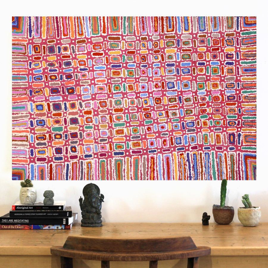 Aboriginal Artwork by Lynette Nangala Singleton, Ngapa Jukurrpa - Puyurru, 91x61cm