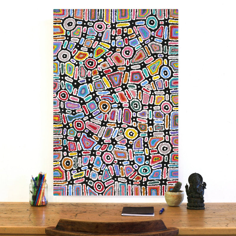 Aboriginal Artwork by Lynette Nangala Singleton, Ngapa Jukurrpa - Puyurru, 91x61cm