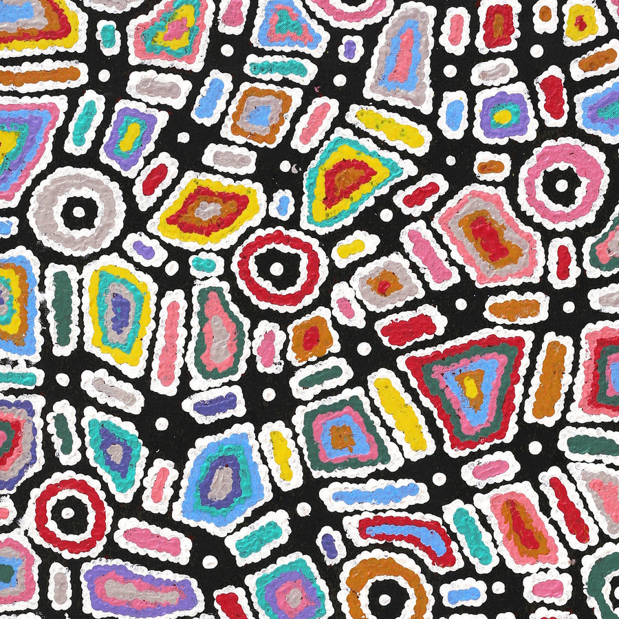 Aboriginal Artwork by Lynette Nangala Singleton, Ngapa Jukurrpa - Puyurru, 91x61cm