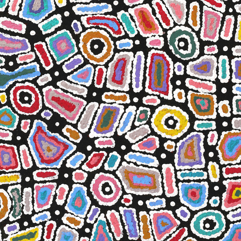 Aboriginal Artwork by Lynette Nangala Singleton, Ngapa Jukurrpa - Puyurru, 91x61cm