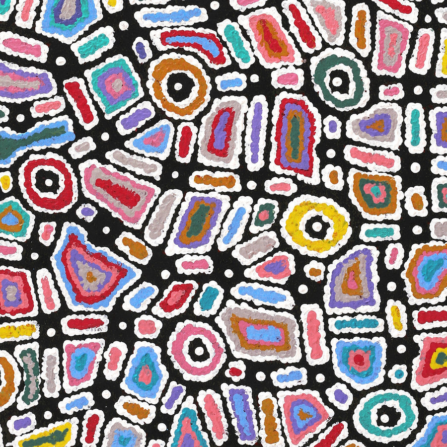 Aboriginal Artwork by Lynette Nangala Singleton, Ngapa Jukurrpa - Puyurru, 91x61cm
