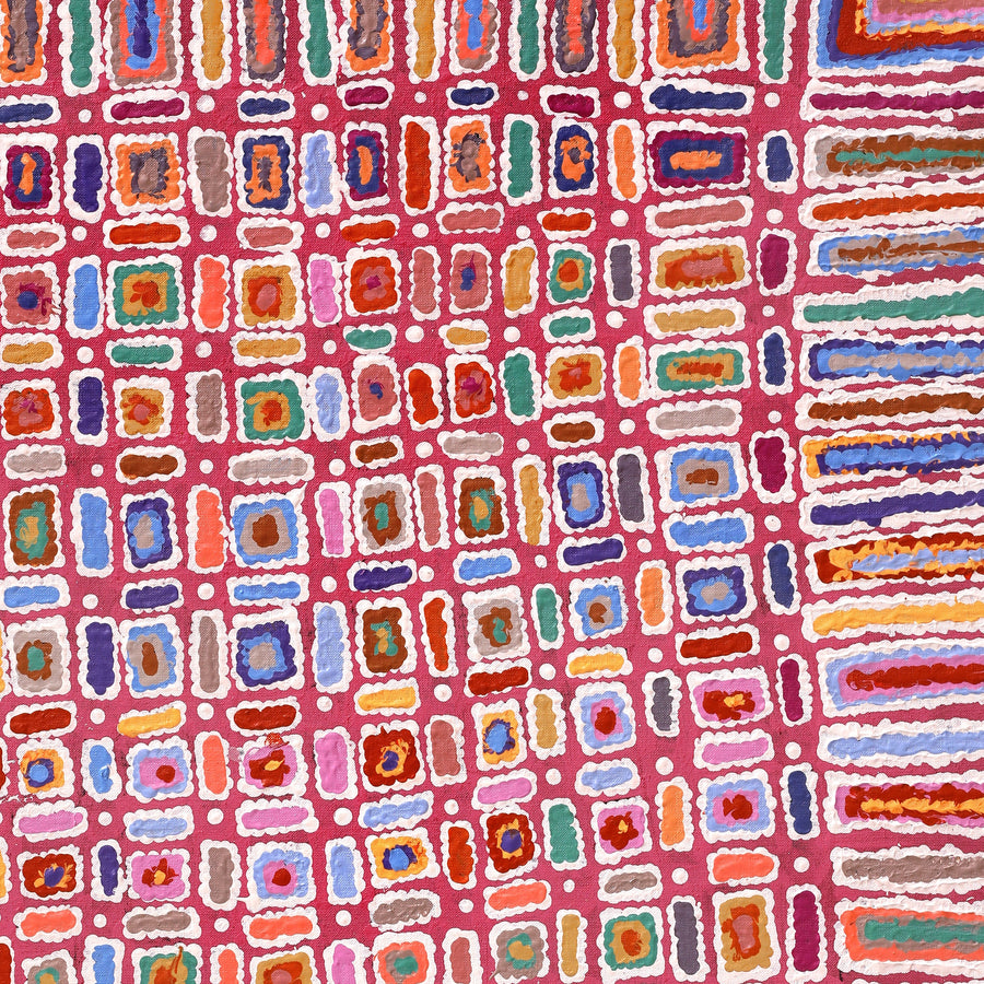 Aboriginal Artwork by Lynette Nangala Singleton, Ngapa Jukurrpa - Puyurru, 91x61cm