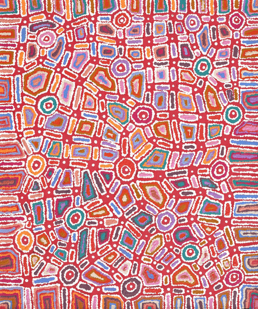 Aboriginal Artwork by Lynette Nangala Singleton, Ngapa Jukurrpa - Puyurru, 91x76cm